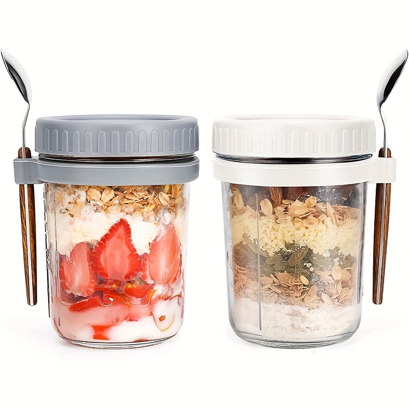 Salad Container Jar - 1 st/2 stks Glazen Havermout Beker,