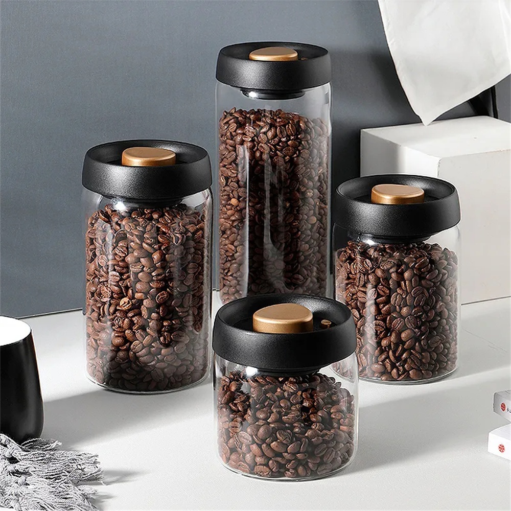 Meal Prep Glass Containers - 1pack Koffiebonenopslagcontainer Luchtdicht deksel Verzegeld met