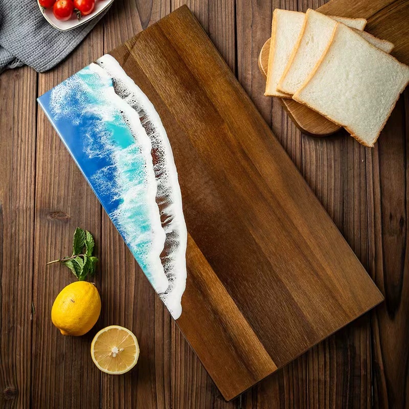 Meal Prep Cutting - Snijplank van acaciahout met epoxyhars vervaardigd