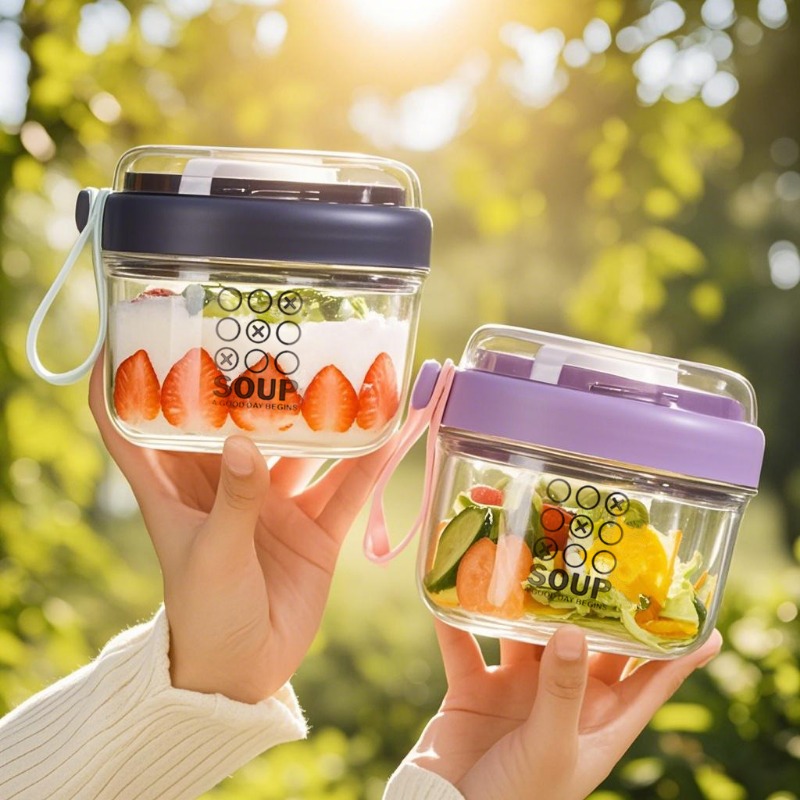 Salad Container Jar - Saladebeker Dubbellaags havermoutbeker Draagbare studentenontbijtbeker Yoghurtbeker