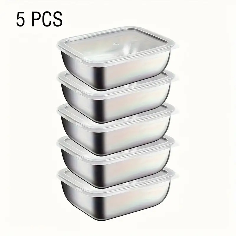 Meal Prep Containers Xl - 5 stuks 316 roestvrijstalen stapelbare voedselbewaarboxen