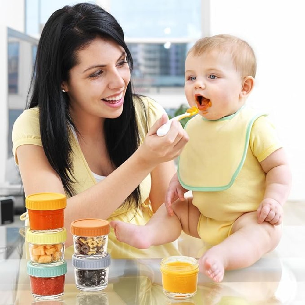 Salad Container Jar - 6 stuks glazen babyvoedingspotjes, herbruikbaar met