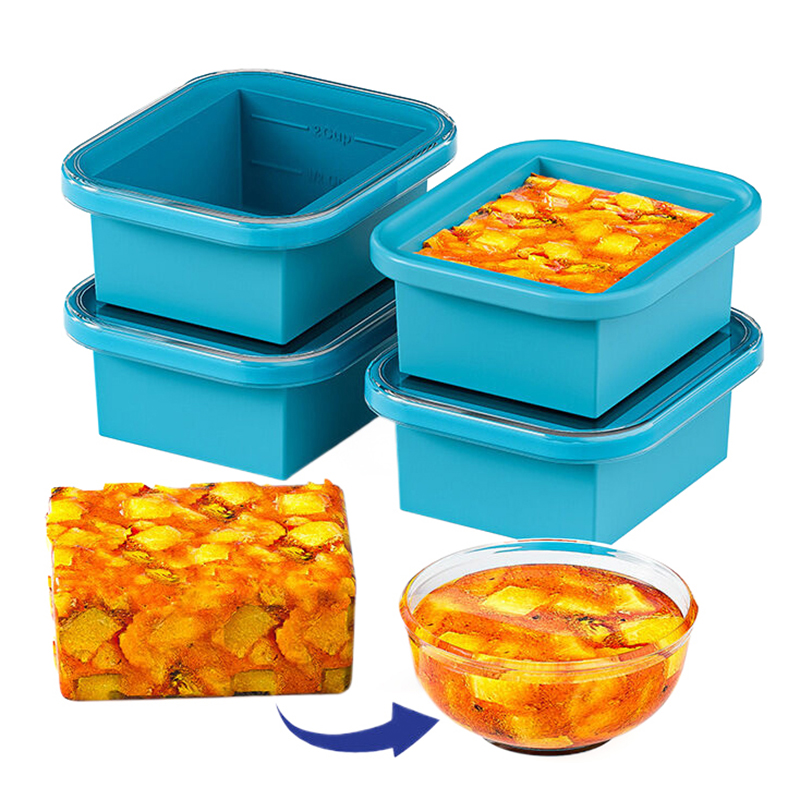 Meal Prep Easy - Silicone vriesbak met plastic deksel, grote