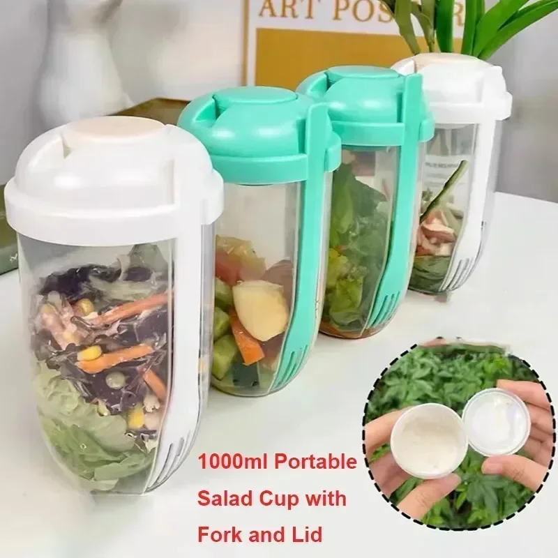 Meal Prep Containers - Draagbare saladekom met deksel en geïntegreerde