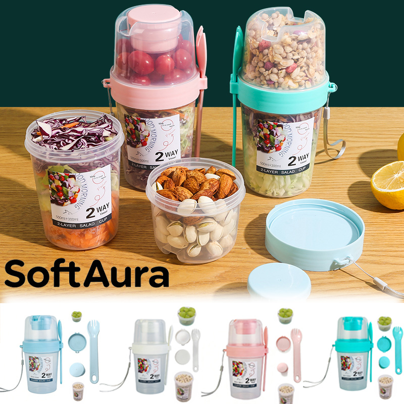 Salad Container Jar - SoftAura Ontbijt To Go Bekers Saladebeker