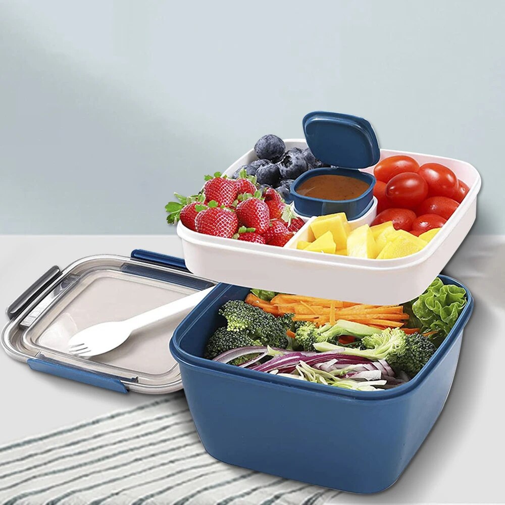 Salad Container Jar - 1100 ml/1500 ml Draagbare Lunchbox Container