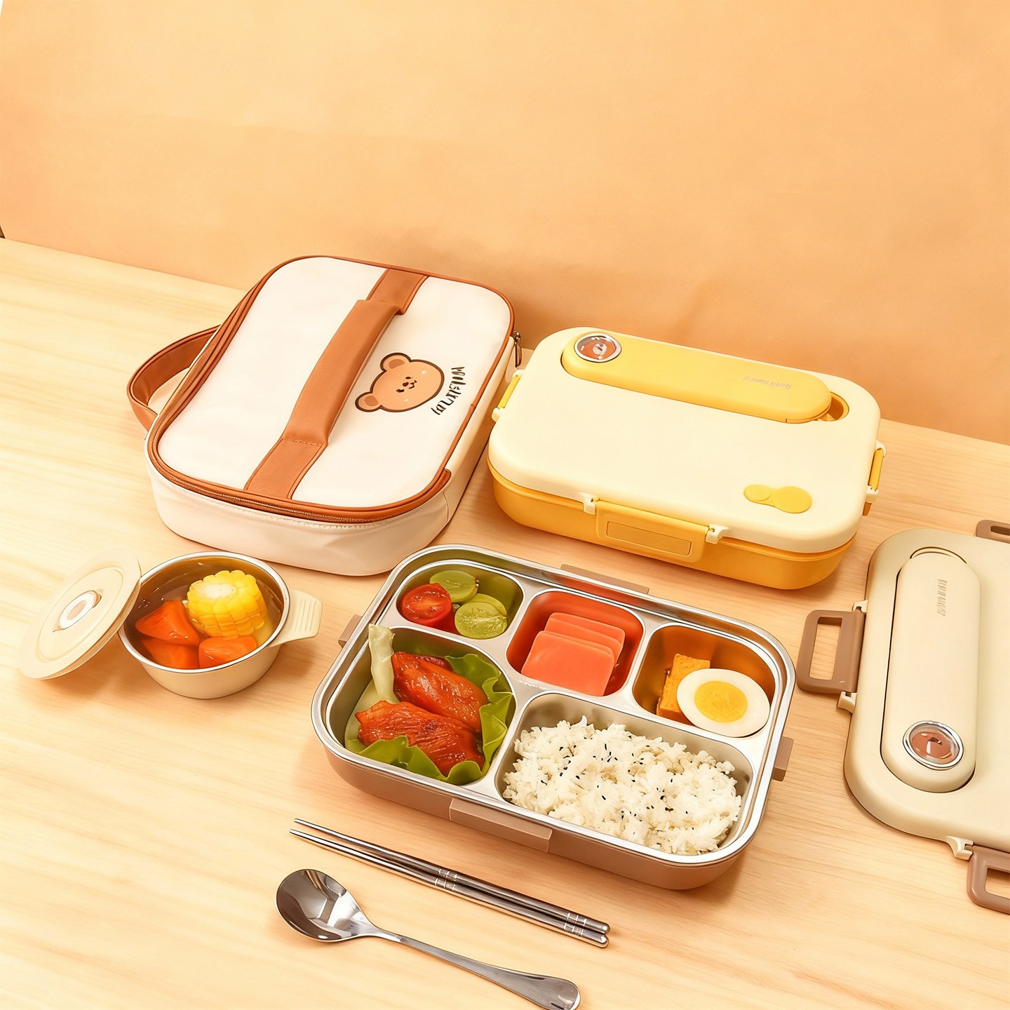 Meal Prep Containers - 4/5-delige draagbare bentobox met kom &