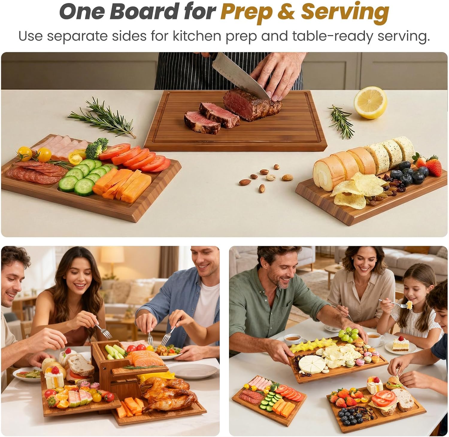 Bamboe snijplankset met standa - Meal Prep Cutting recensie en prijs