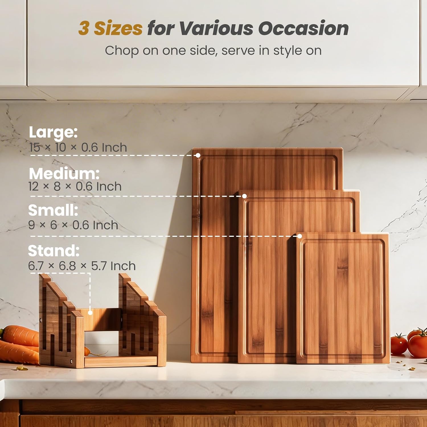 Bamboe snijplankset met standa - Meal Prep Cutting recensie en prijs
