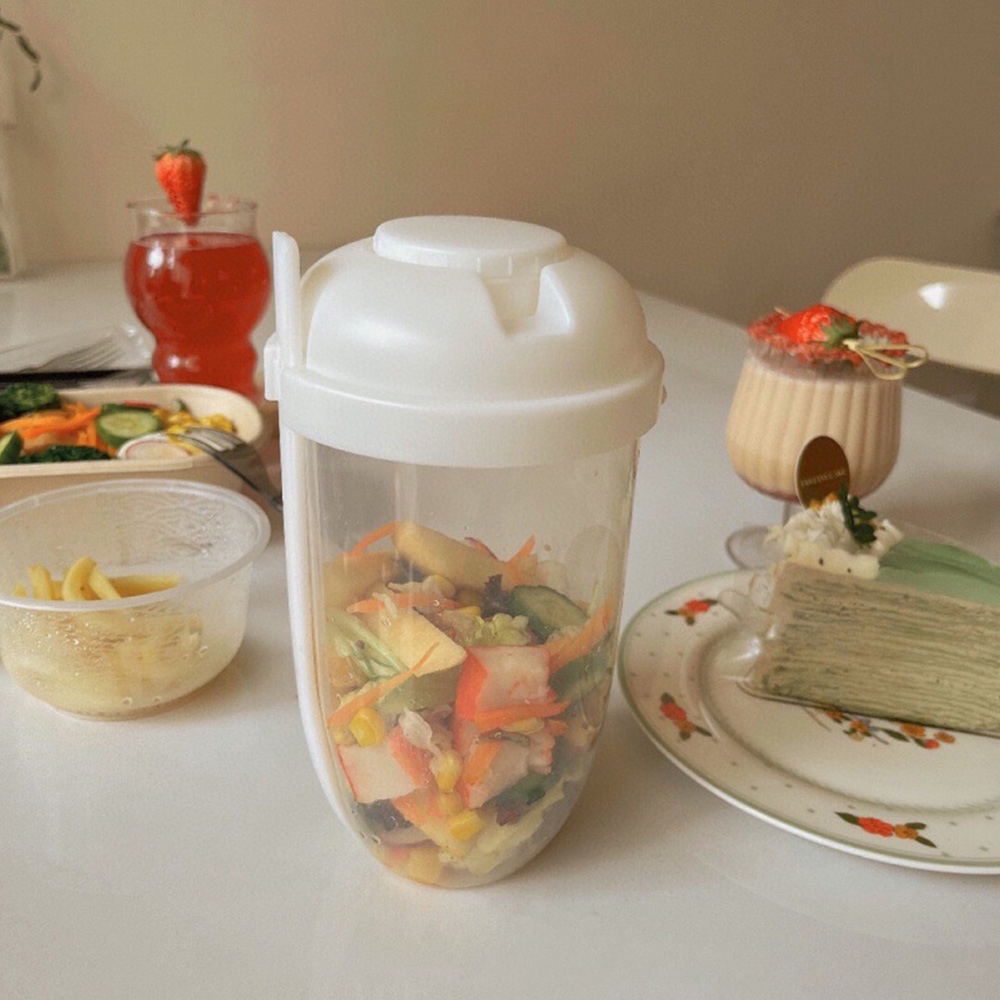 1 Stuk Wit/Groen Draagbare Fle - Salad Container Jar recensie en prijs