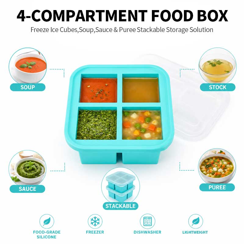 Silicone opbergdoos met 4 comp - Meal Prep Easy recensie en prijs