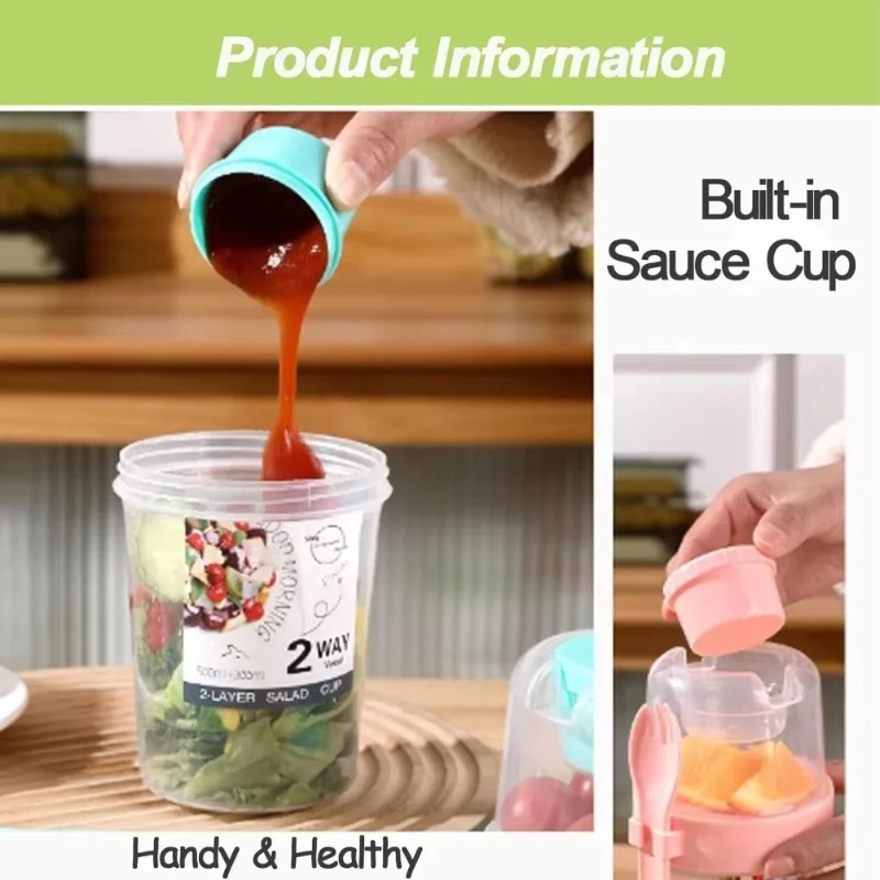 Draagbare Saladebeker Dubbele  - Salad Container Jar recensie en prijs